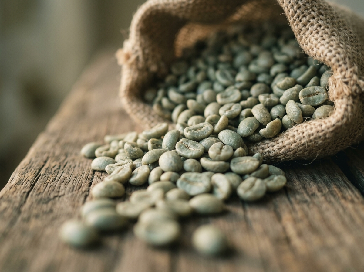 Raw green coffee beans